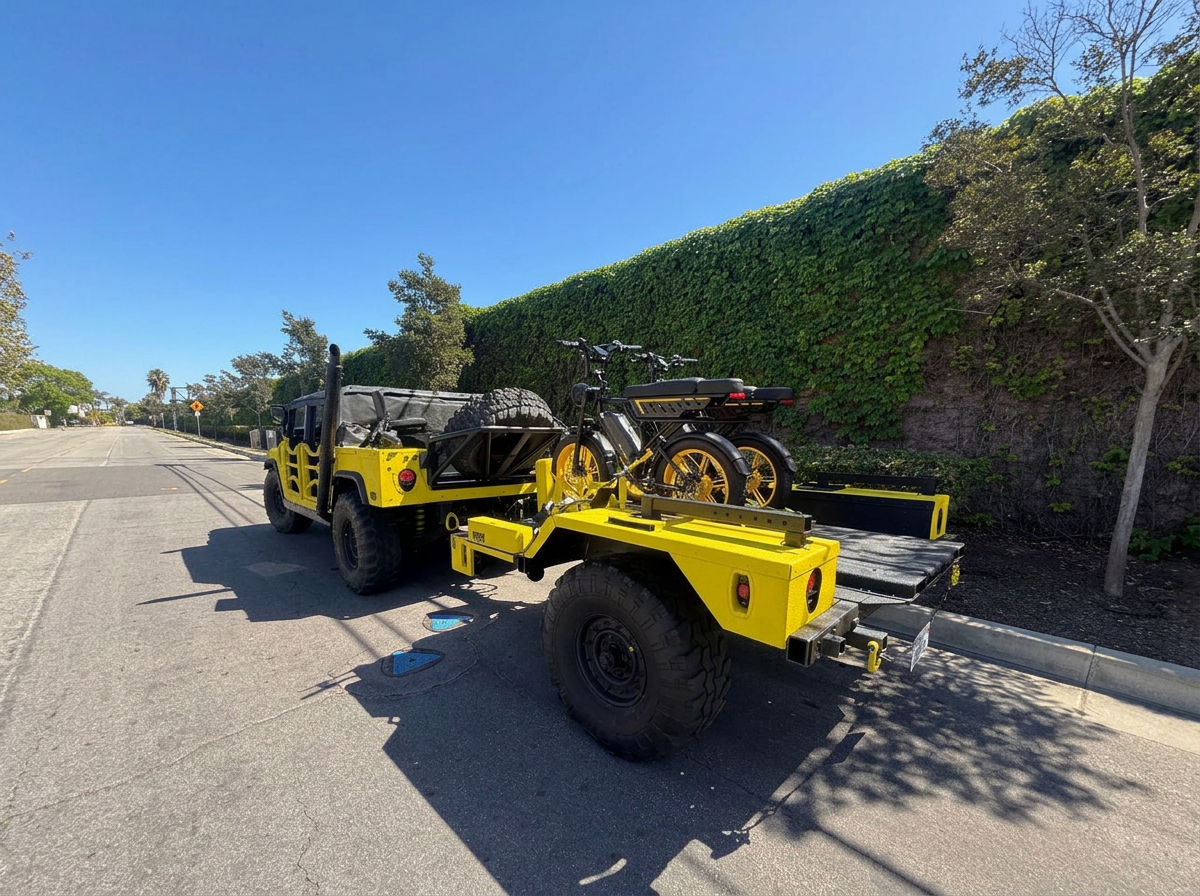 Humbee with e-bike trailer, ready for delivery